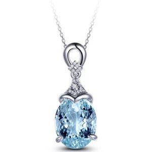 New Silver Aquamarine Clavicle Gemstone Necklace